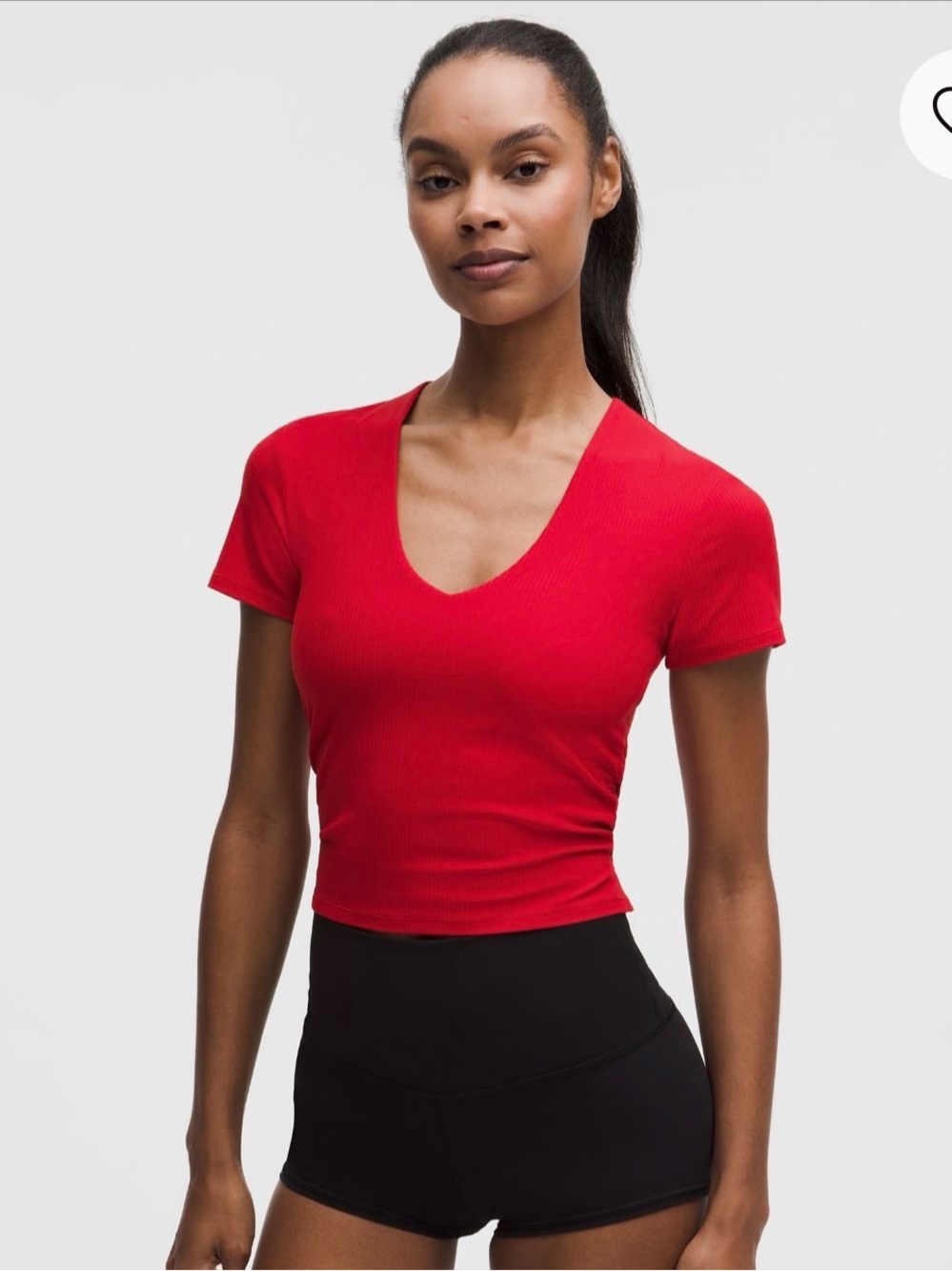 Lululemon All It Takes Ribbed Nulu V-Neck Ribbed Oxford Red Short Sleeve NWT - 8